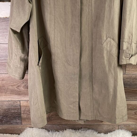 UTEX Ladies Light Olive Green Raincoat Trenchcoat Hidden Button Front Size 10 - Picture 5 of 11